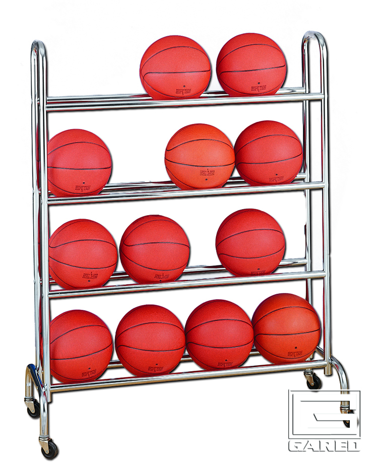 TANGGU Basketball Racks for Balls with Wheels,Iron Ball Cart Ball Racks for Garage Ball Holder,Ball Storage Ball Organizer Black,4-Tier,35 Balls 
